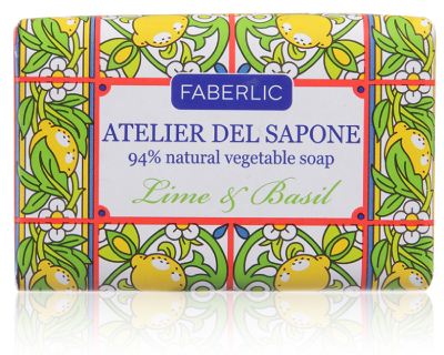 Мыло натуральное кусковое «Лайм и базилик» Atelier del Sapone
